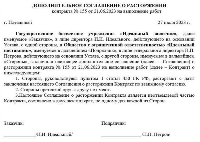 Основные требования к расторжению договора оказания услуг в одностороннем порядке