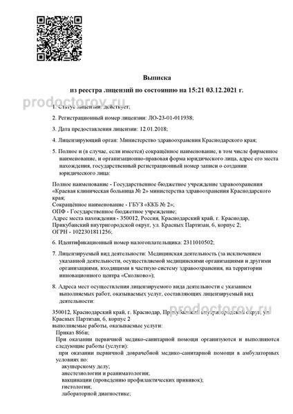 Обзор услуг, предоставляемых Краевой больницей №2