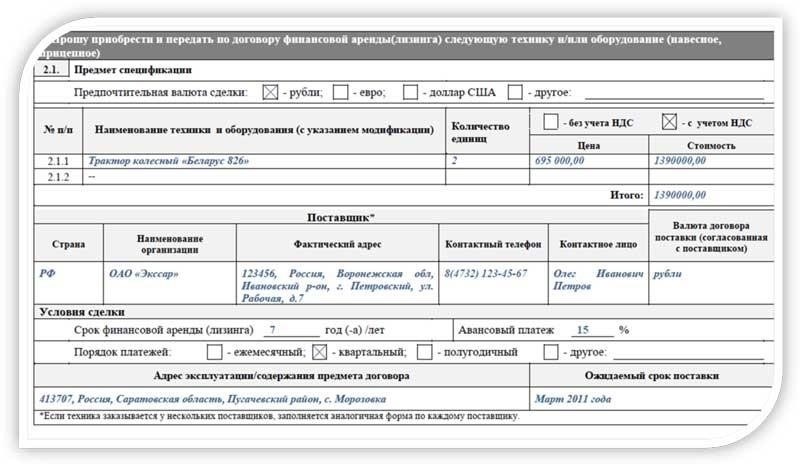 Шаги по заполнению заявки на кредит