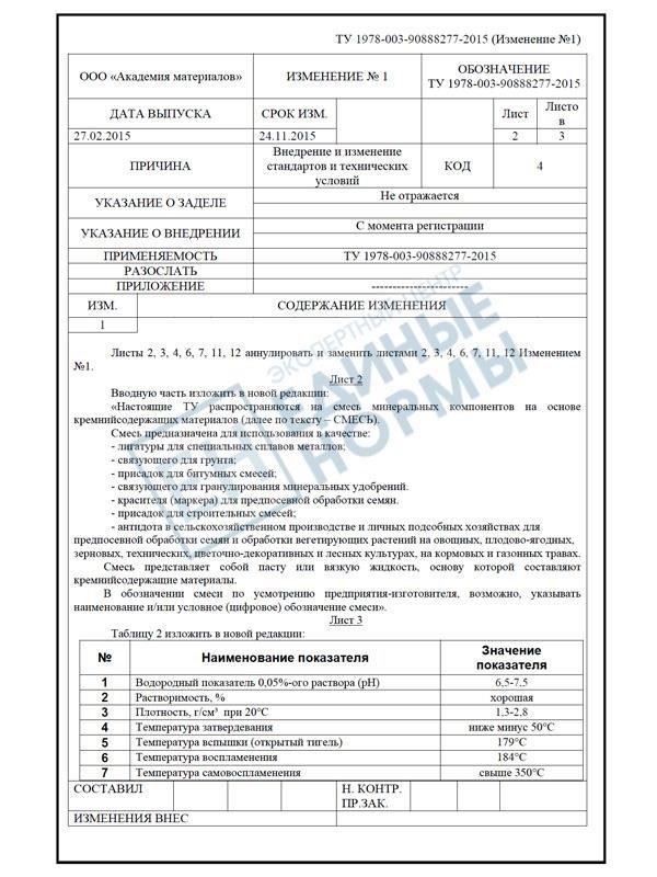 Условия для внесения изменений
