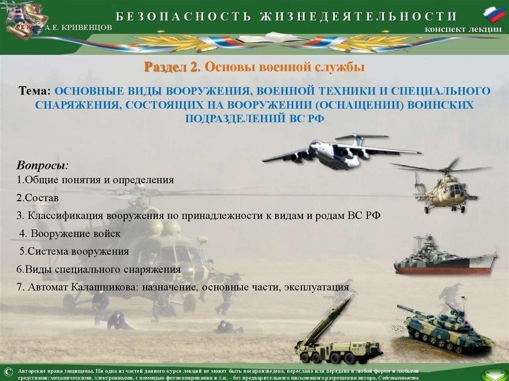Военные технологии: Основные виды вооружений и техники, стоящие на вооружении